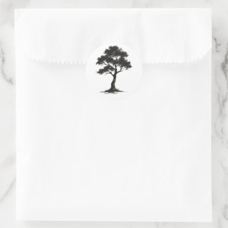 Adesivo Minimalist Tree – Ink Brush Nature Illustration on
