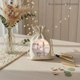 Adesivo Minimalist Typography Wedding Photo Round