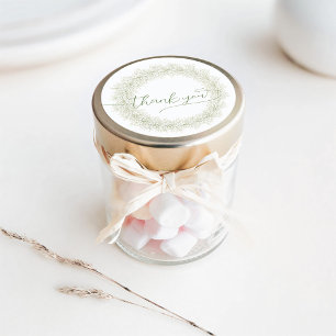 Adesivo Minimalist White Flowers Wreath Thank You Classic 