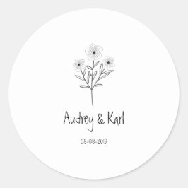 Adesivo Minimalist Wildflowers Wedding Monogram Design