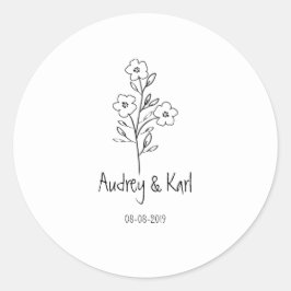 Adesivo Minimalist Wildflowers Wedding Monogram Design