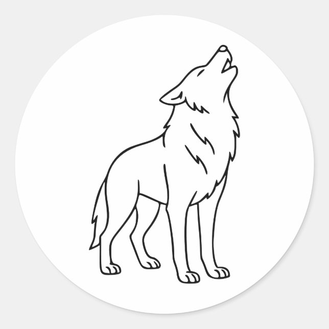 Adesivo Minimalist Wolf Line Art – Howling Wildlife  (Frente)