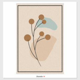 Adesivo Minimalista Abstrato Botânico Estética da Natureza