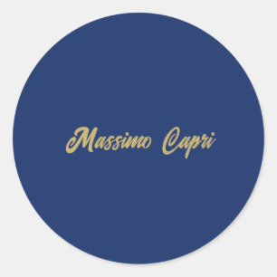 Adesivo Minimalista Azul Escuro Dourado Nome Próprio Texto