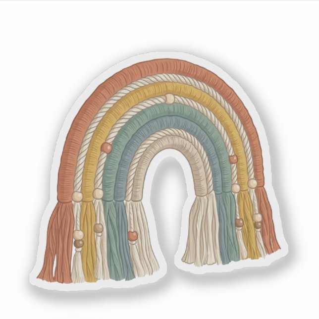 Adesivo Minimalista Boho Macramé Arco-íris (Frente)