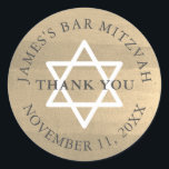 Adesivo Minimalista Dourado e Marinho Bar Azul Mitzvah Obr<br><div class="desc">Este Bar minimalista e chique Mitzvah obrigado que você cola apresenta letras clássicas em azul marinho sobre um fundo de ouro falso com a estrela de David em branco. Personalize-o para as suas necessidades. Você pode encontrar produtos correspondentes na minha loja.</div>