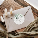 Adesivo Minimalista Eucalyptus Obrigado Favor De Casamento<br><div class="desc">Este obrigado de eucalipto minimalista que você fez para o casamento... é perfeito para um casamento moderno. A design apresenta galhos e folhas botânicas elegantes e desenhadas a aquarela e desenhadas à mão. Faça com que a etiqueta do adesivo seja sua, incluindo seus nomes, o evento (se aplicável) e a...</div>
