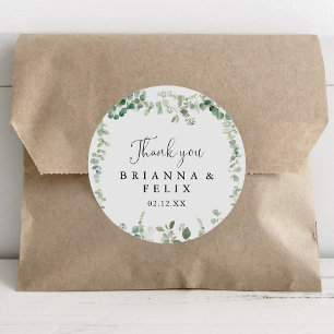 Adesivo Minimalista Eucalyptus Obrigado Favor De Casamento
