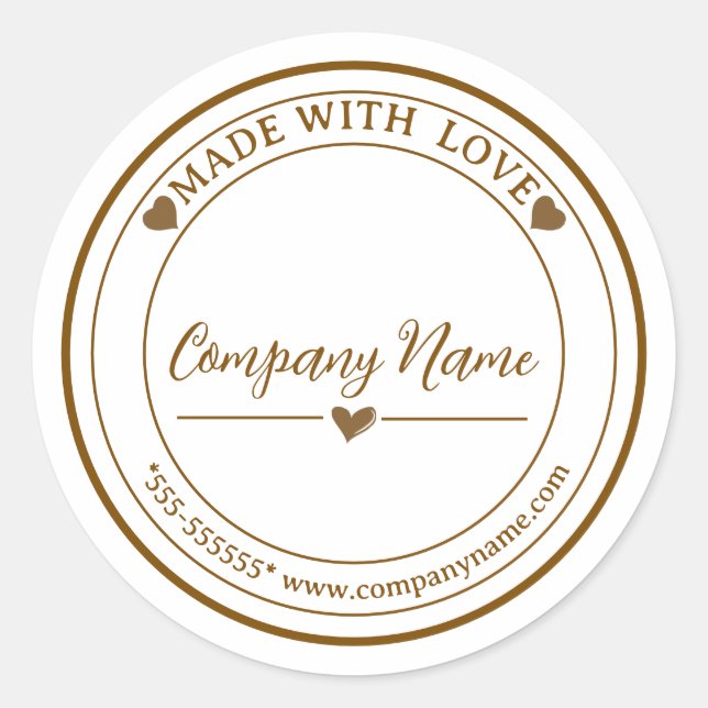 Adesivo Minimalista "Feito Com Amor" (Frente)
