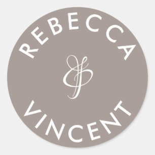 Adesivo Minimalista Greige Cinza Casamento Nomes Personali