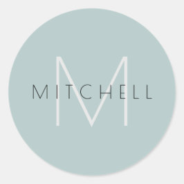 Adesivo Minimalista Personalizado Moderno Cinza Verde-água