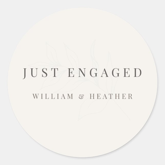 Adesivo Minimalista ‘Recém-Casados’ Botânico Branco Quente (Frente)