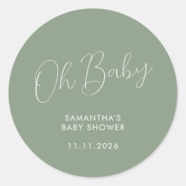 Adesivo Minimalista Roteiro Verde Sage Oh Baby