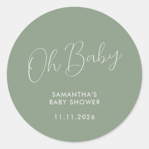 Adesivo Minimalista Roteiro Verde Sage Oh Baby