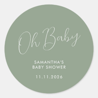 Adesivo Minimalista Roteiro Verde Sage Oh Baby