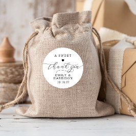 Adesivo Minimalista Um Doce Obrigado Escrevendo Casamento 