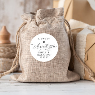 Adesivo Minimalista Um Doce Obrigado Escrevendo Casamento 