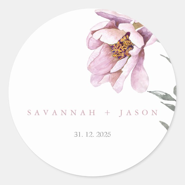 Adesivo Minimista de girassol rosa | Selo de Envelope de C (Frente)