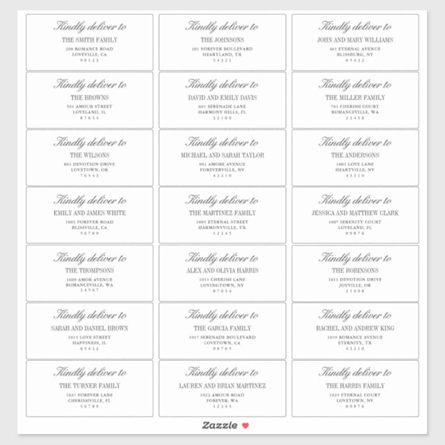 Adesivo Minimlaist White Wedding Guest Address Labels  (Folha)