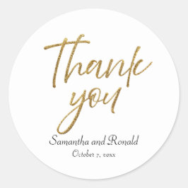 Adesivo Mínimo Branco e Dourado Obrigado Casamento