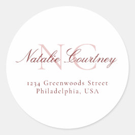 Adesivo Mínimo Clássico Maroon Dois Monograma