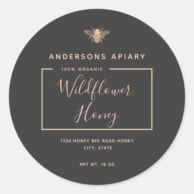 Adesivo Mínimo de amêndoa de mel de ouro moderno (Frente)