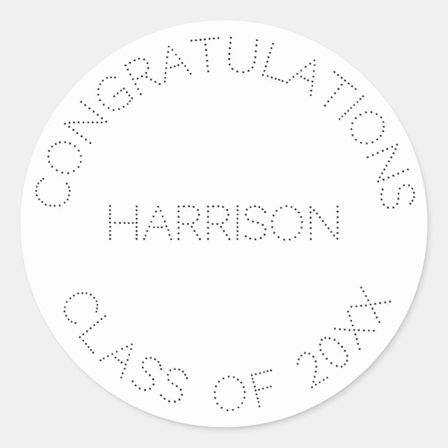 Adesivo Mínimo de ano de classe de nome personalizado de g (Frente)