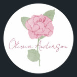 Adesivo Mínimo de Aquarela de Rosa de Nome Personalizado<br><div class="desc">Vinheta Mínima de Aquarela de Flor de Rosa de Nome Personalizado Bonita e simples design para presente de damas de honra.</div>