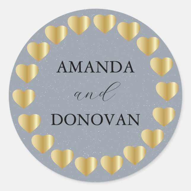 Adesivo Mínimo de Corações com Casamento Azul Empoeirado S (Frente)