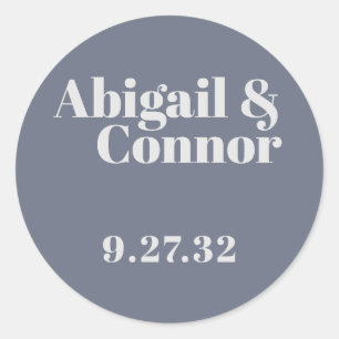 Adesivo Mínimo de nomes de tipografia azul de Cinzas suave