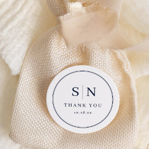 Adesivo Mínimo e Chic   Monograma de Casamento Branco e Ma