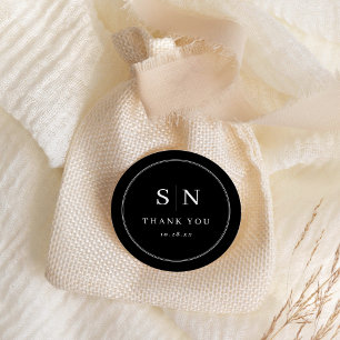 Adesivo Mínimo e Chic Monogramas de casamento preto