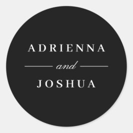 Adesivo Mínimo Elegante Monograma Branco Preto Casado