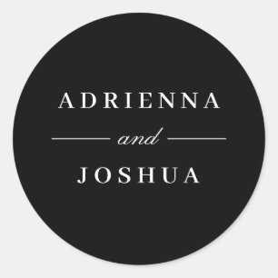 Adesivo Mínimo Elegante Monograma Branco Preto Casado