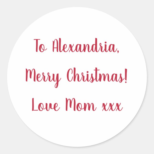 Adesivo Mínimo Feliz Natal da Mãe Vermelha e Branca (Frente)