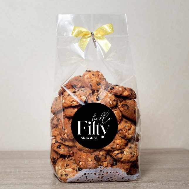 Adesivo Mínimo moderno de preto branco simples 50º anivers (Criador carregado)