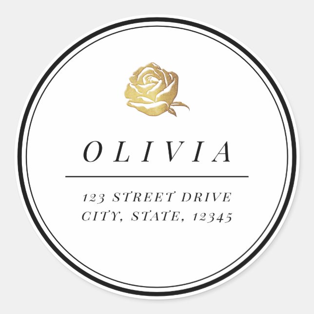 Adesivo Mínimo preto-e-branco rosa de ouro puro (Frente)