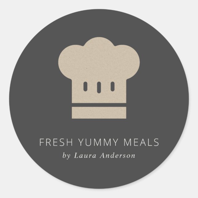 Adesivo Mínimo Rustic Black Kraft Chef Catering (Frente)