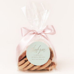 Adesivo Mínimo Sage Green & Faux Dourado Weding Favor