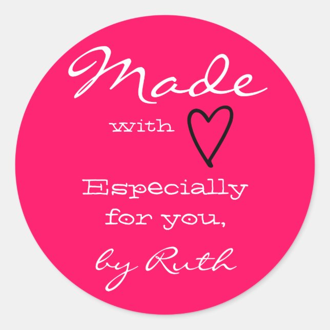 Adesivo Mínimo Simples Rosa Quente Feito com Coração de Am (Frente)