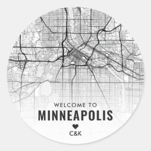 Adesivo Minneapolis, Mapa da Cidade de Minnesota   Boas-vi