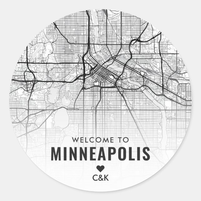 Adesivo Minneapolis, Mapa da Cidade de Minnesota | Boas-vi (Frente)