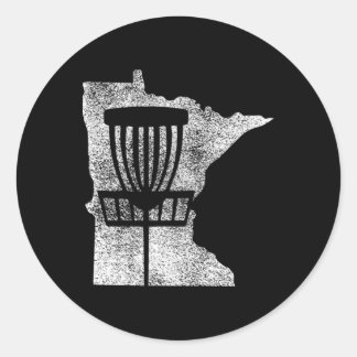 Adesivo Minnesota Disc Golf State With Basket Distressed G