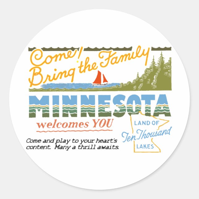Adesivo Minnesota - terra de dez mil lagos (Frente)