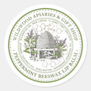 Adesivo Mint Beeswax Lip Balm Vintage Skep no Jardim da Ca