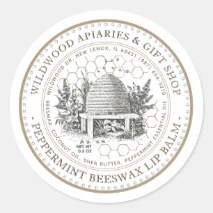 Adesivo Mint Beeswax Lip Balm Vintage Skep no Jardim da Ca