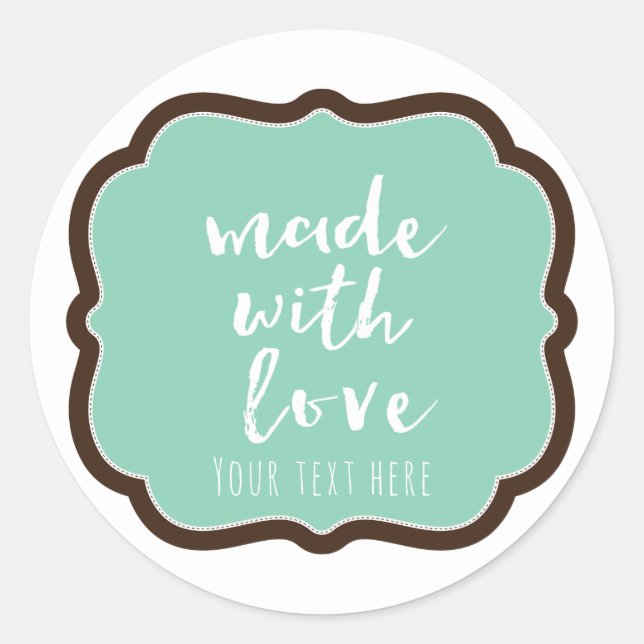 Adesivo Mint & Chocolate Brown Feito Com Amor Favor da Pad (Frente)