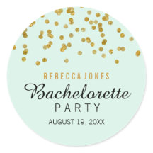 Mint Dourado Glitter confetti Bachelorette Sticker