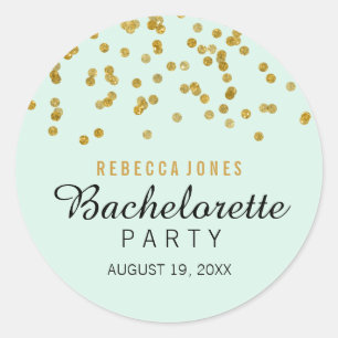 Adesivo Mint Dourado Glitter confetti Bachelorette Sticker