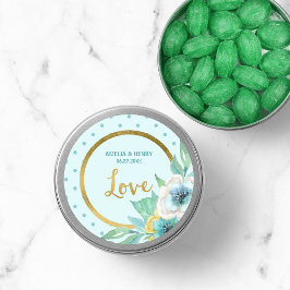 Adesivo Mint e Faux Dourado, Watercolor Floral WedLove